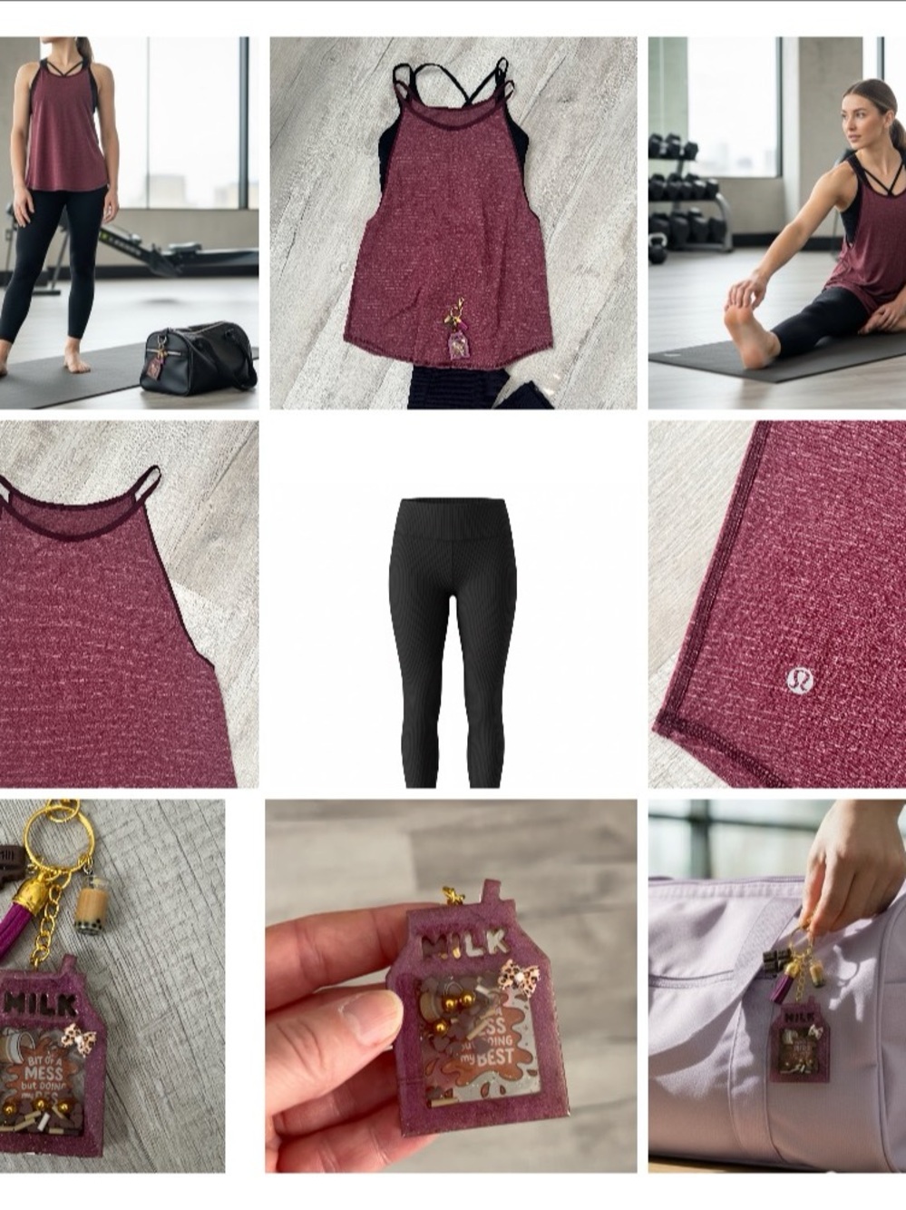 Boutique Activewear Set + Handmade Bag Charm